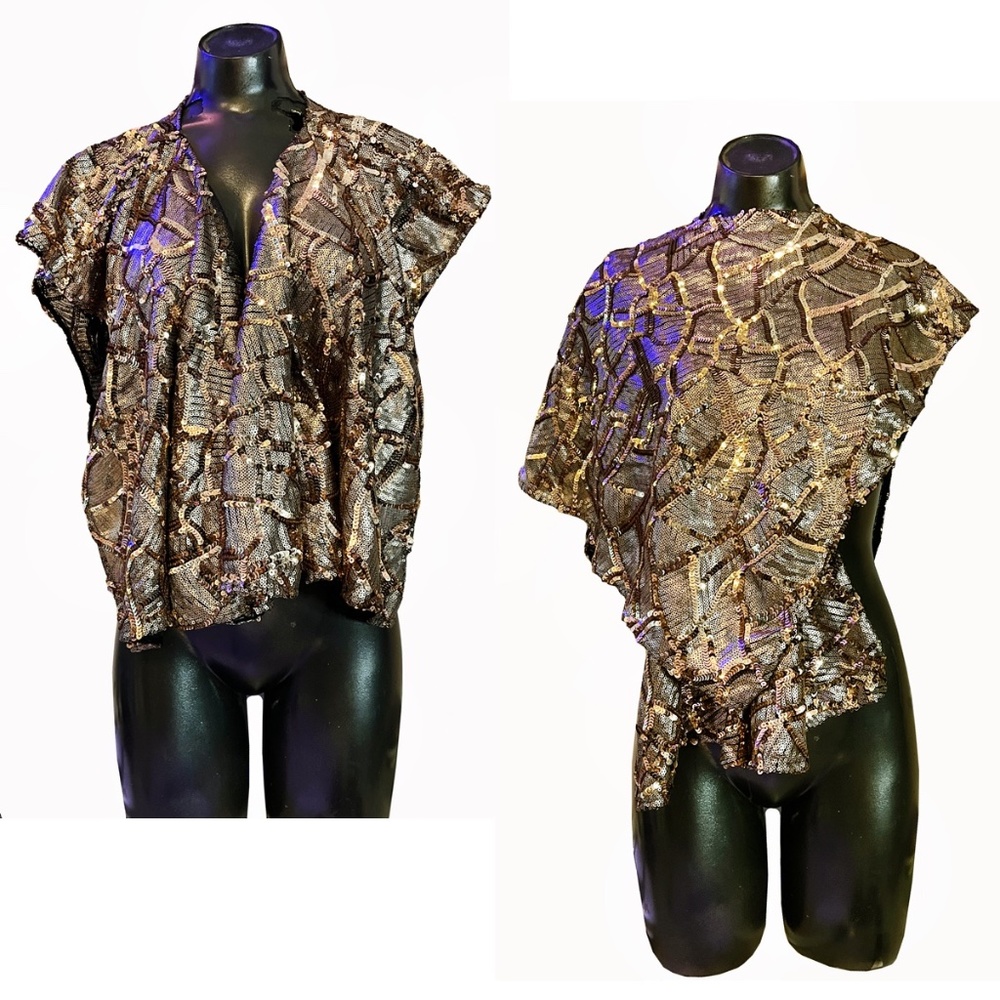 Candor New York City Sequin Capelet : Bronze & Taupe : New Never Worn PP Sample
